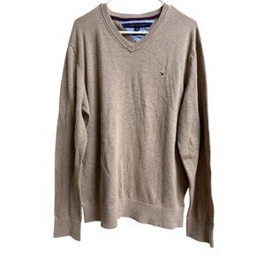 Tommy Hilfiger Pima Cotton V-Neck Sweater Tan Beige Men’s XL